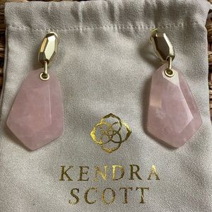 Kendra Scott Rose Quartz Clip On Drop Earrings